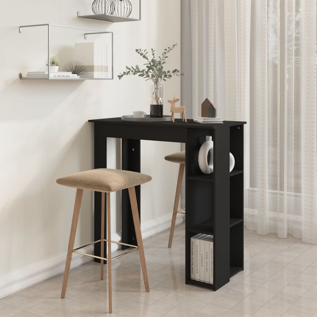 vidaXL طاولة بار ورف 103,5x50x102 سم خشب صناعي أسود