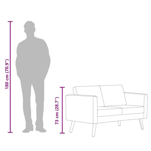 vidaXL كنبة ذات مقعدين قماش كريمي