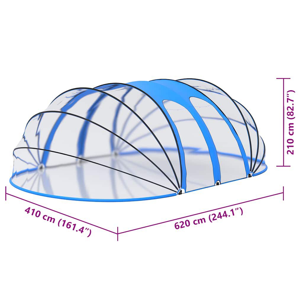 vidaXL قبة حوض سباحة بيضاوية 620x410x205 سم