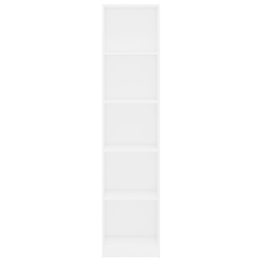 vidaXL خزانة كتب 5 طبقات لون أبيض 40×24×175 سم خشب صناعي