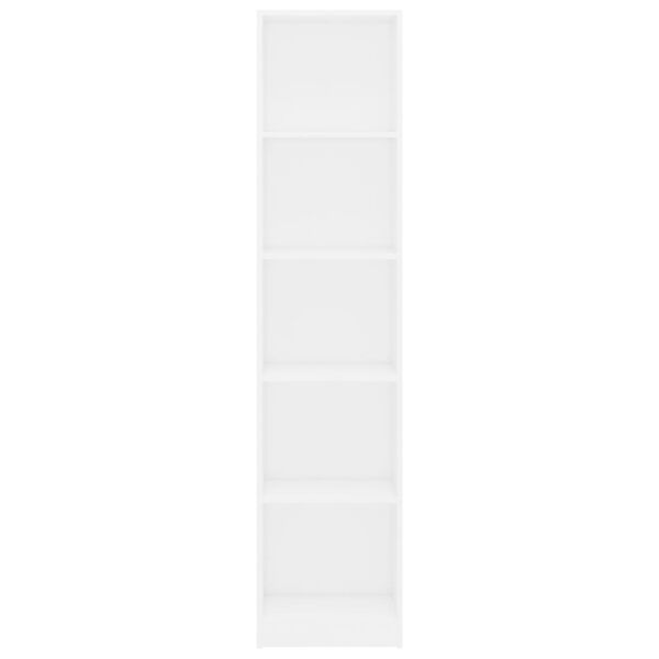 vidaXL خزانة كتب 5 طبقات لون أبيض 40×24×175 سم خشب صناعي