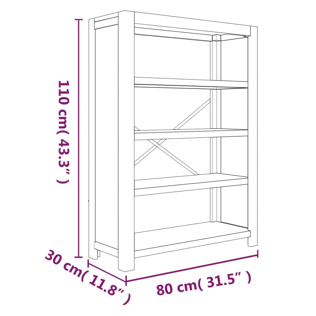 vidaXL خزانة كتب 4-طبقات 80×30×110 سم خشب أكاسيا صلب