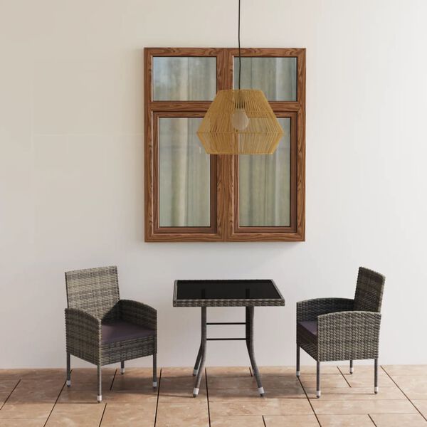 vidaXL عدد 3 قطع طقم سفرة حديقة بولي روطان أنثراسيت