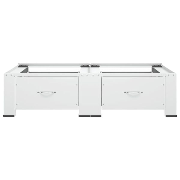 vidaXL قاعدة مزدوجة لآلة الغسيل والتجفيف مع أدراج أبيض