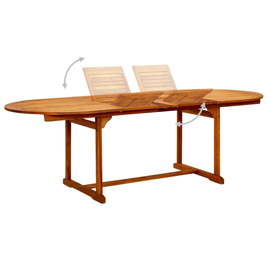 vidaXL طاولة سفرة حديقة (160-240)×100×75 سم خشب أكاسيا صلب