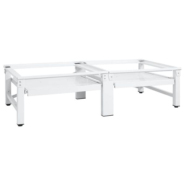 vidaXL قاعدة آلة الغسيل والتجفيف مع أرفف قابلة للسحب أبيض