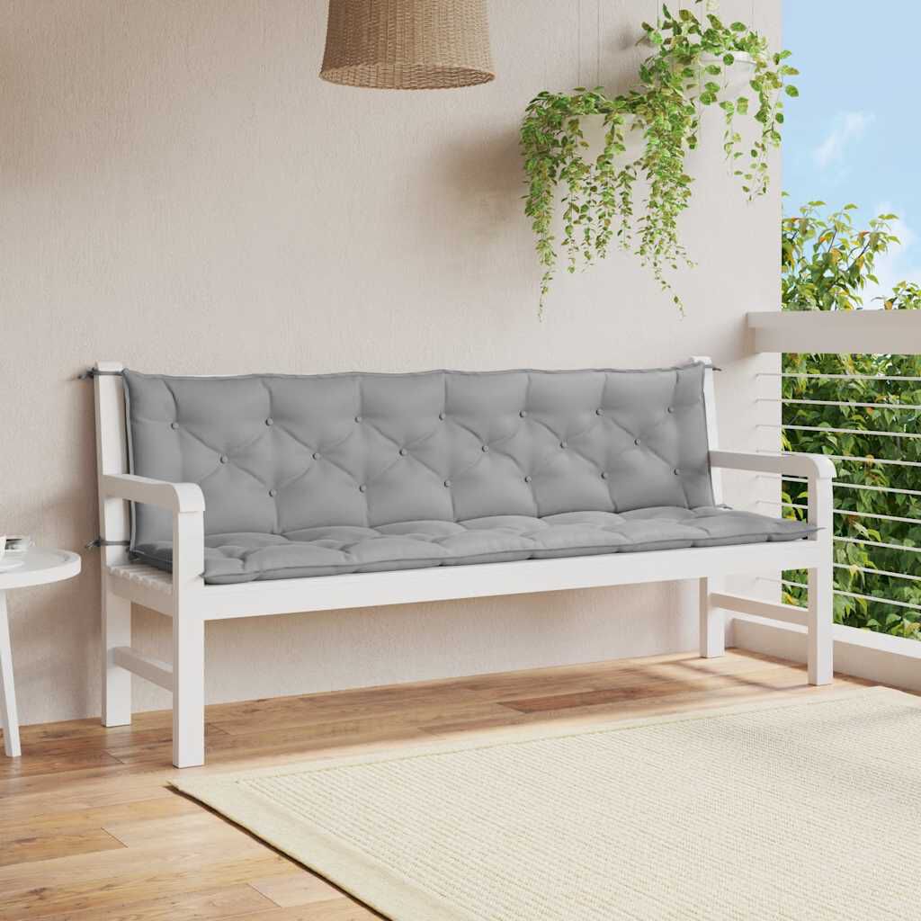 vidaXL وسادة مقعد طويل للحديقة لون رمادي 7x(50+50)x200 سم قماش أكسفورد