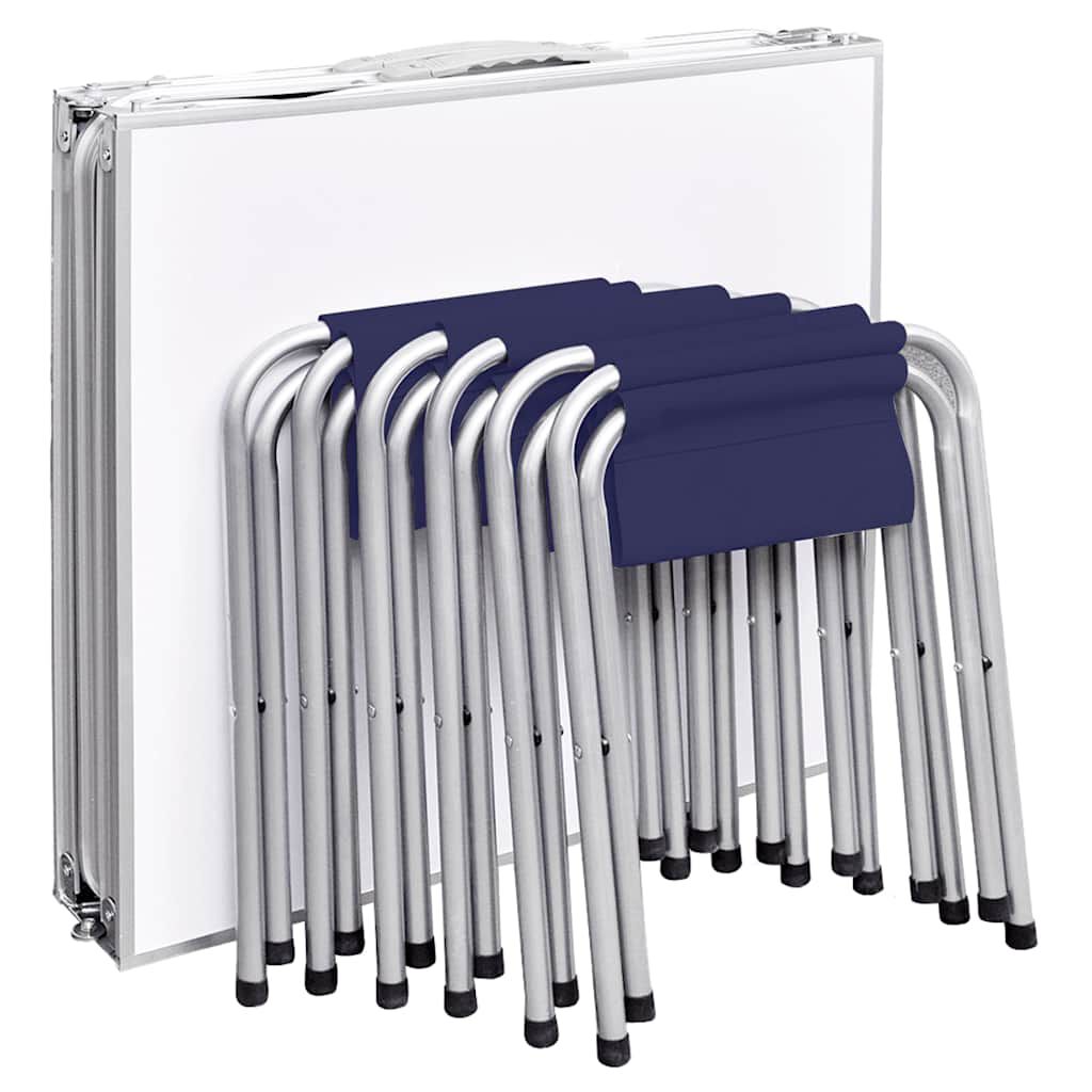 vidaXL طقم طاولة تخييم قابلة للطي مع 6 مقاعد بارتفاع قابل للتعديل 180×60 سم