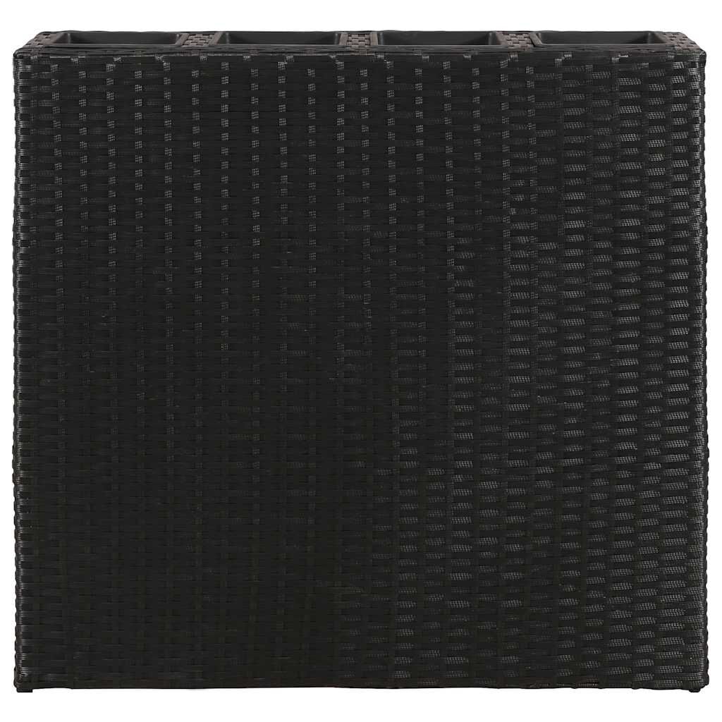 vidaXL حوض زراعي مرتفع مع 4 أصص بولي روطان أسود