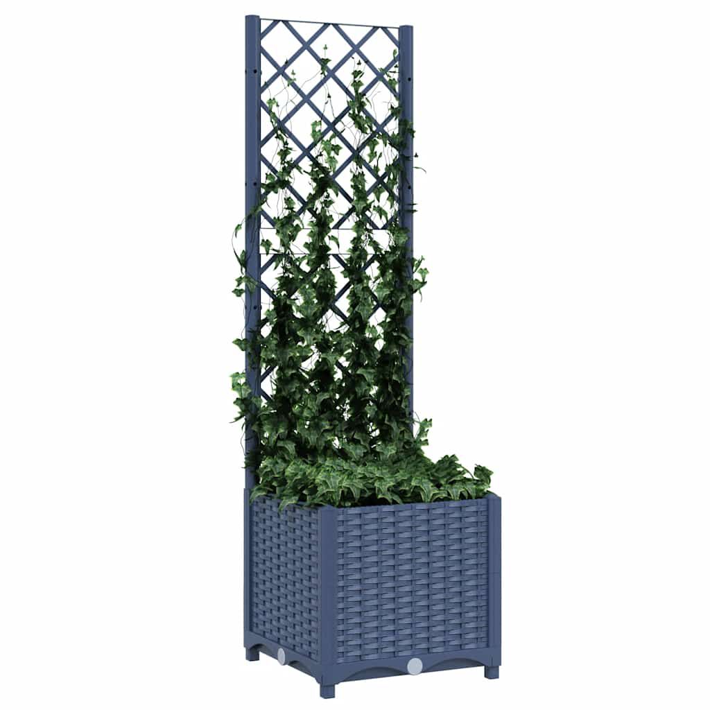 vidaXL حوض حديقة مع تعريشة أزرق رمادي 40×40×136 سم PP