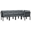 vidaXL عدد 5 قطع طقم جلسة حديقة بولي روطان أسود ورمادي
