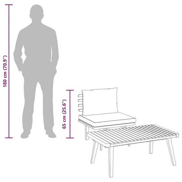 vidaXL طقم قطعتين جلسة حديقة مع وسائد خشب أكاسيا صلب