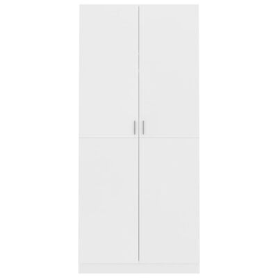 vidaXL خزانة ملابس أبيض 90×52×200 سم خشب حبيبي