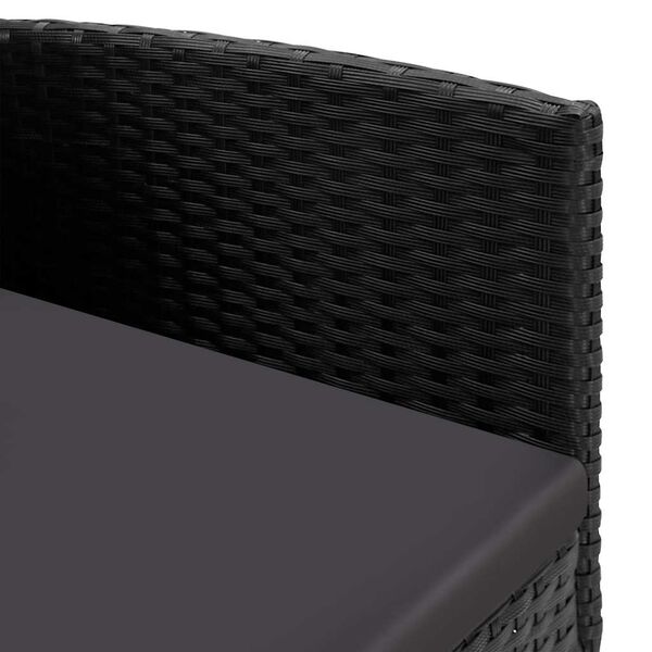 vidaXL كراسي حديقة مع وسائد لون أسود 2ق بولي روطان لون أسود