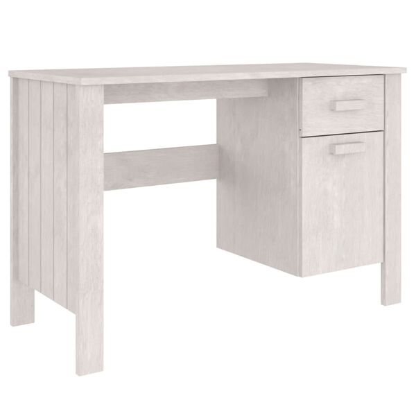 vidaXL مكتب أبيض 113×50×75 سم خشب صنوبر صلب