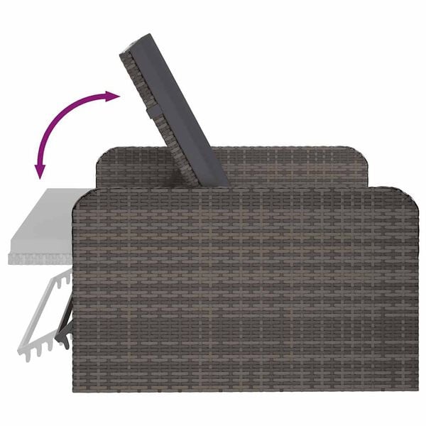 vidaXL طقم كنب حديقة 2ق مع وسائد بولي روطان رمادي