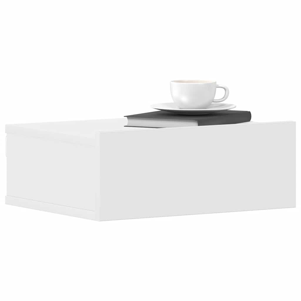 vidaXL منضدات سرير عائمة 2 ق لون أبيض 40×30×15 سم خشب صناعي