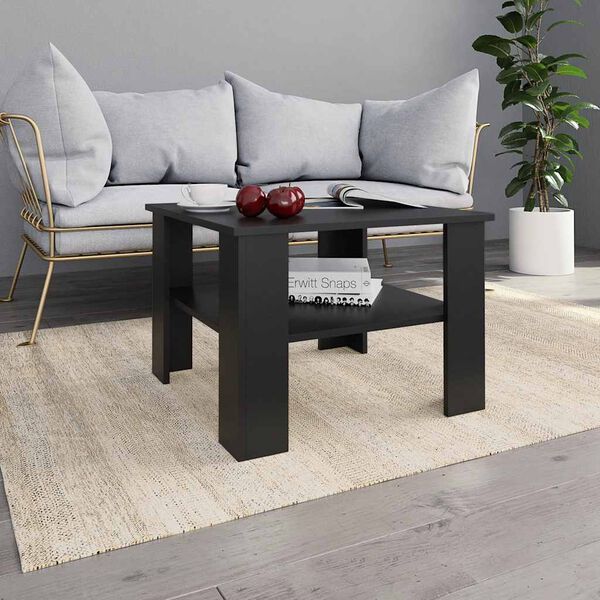 vidaXL طاولة قهوة لون أسود 60×60×42 سم خشب صناعي