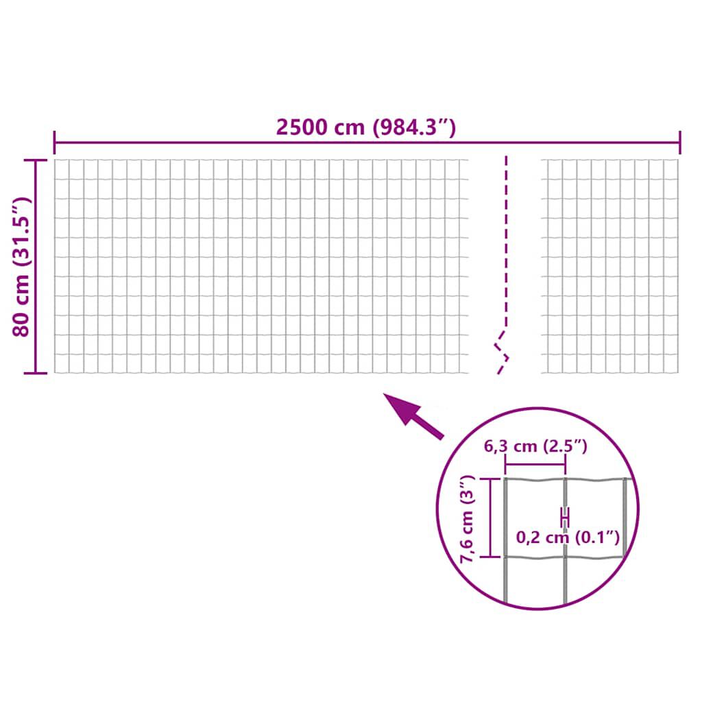 vidaXL سياج يورو فولاذ 0,8x25 متر أخضر