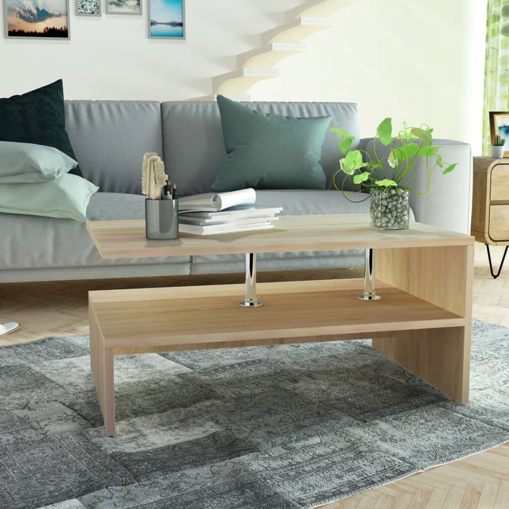 vidaXL طاولة قهوة خشب صناعي 90×59×42 سم أوك