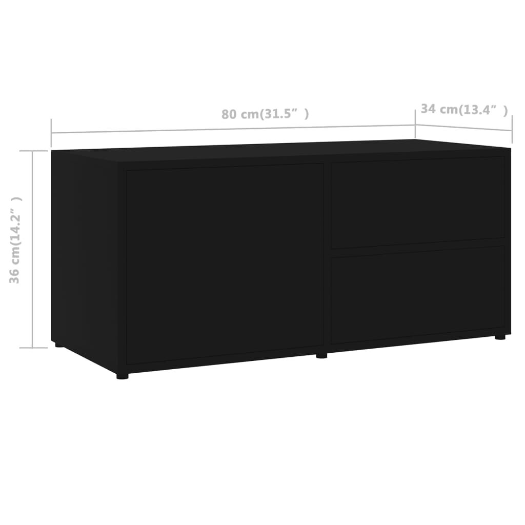 vidaXL خزانة تلفزيون لون أسود 80×34×36 سم خشب صناعي