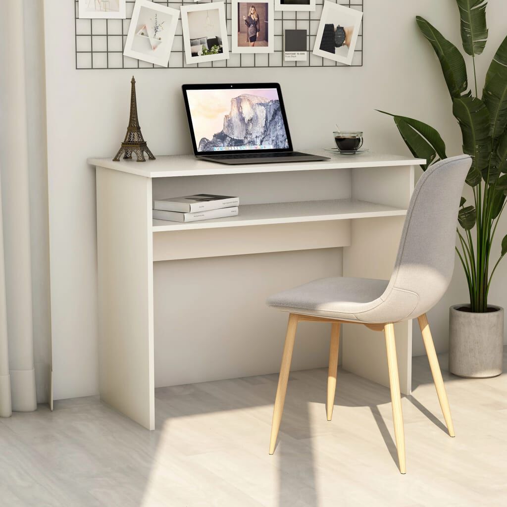 vidaXL مكتب لون أبيض 90×50×74 سم خشب صناعي