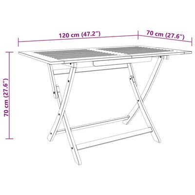 vidaXL طاولة حديقة قابلة للطي 120×70×75 سم خشب أوكالبتوس صلب