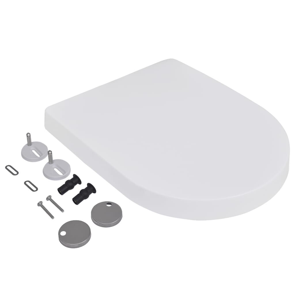 vidaXL مقاعد مرحاض مع أغطية إغلاق ناعم 2 ق بلاستيك أبيض