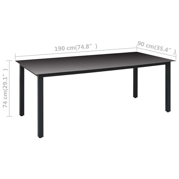 vidaXL طقم سفرة حديقة 7 قطع أسود