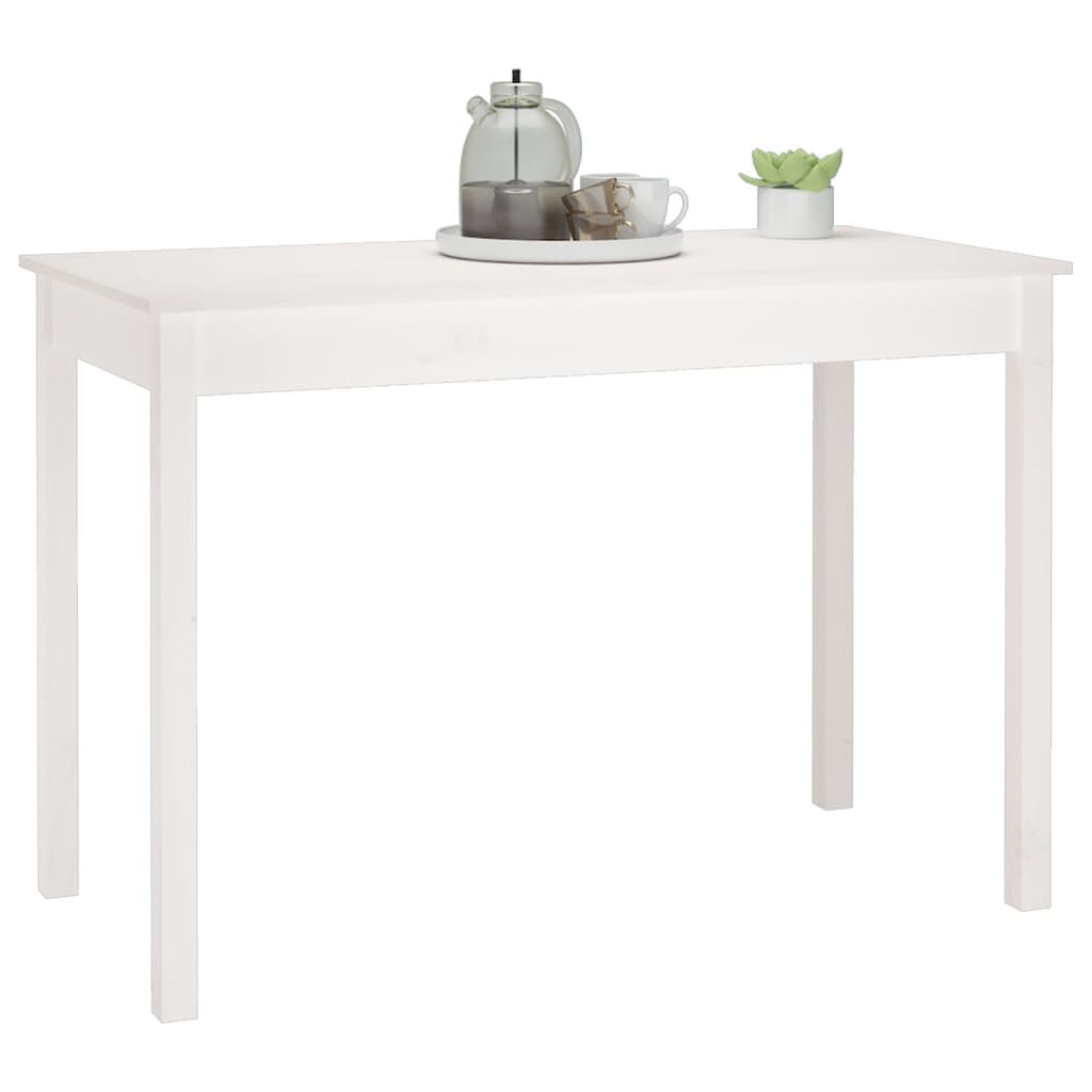 vidaXL طاولة طعام لون أبيض 75x55x110 سم خشب صنوبر صلب