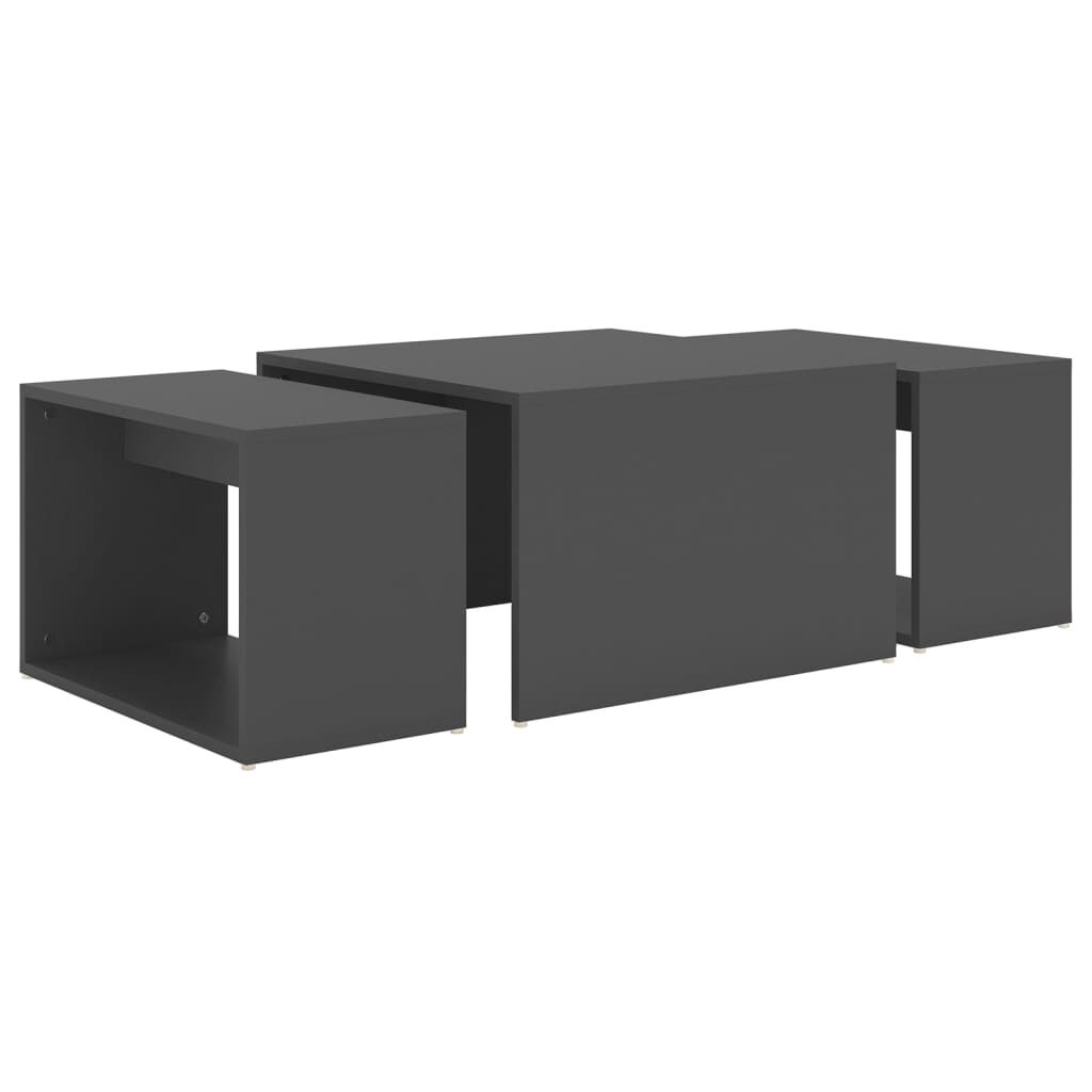 vidaXL عدد 3 قطع طقم طاولات قهوة متداخلة رمادي 60×60×38 سم خشب صناعي