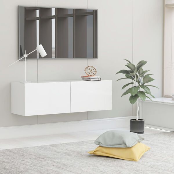vidaXL خزانة تليفزيون أبيض 100×30×30 سم خشب صناعي