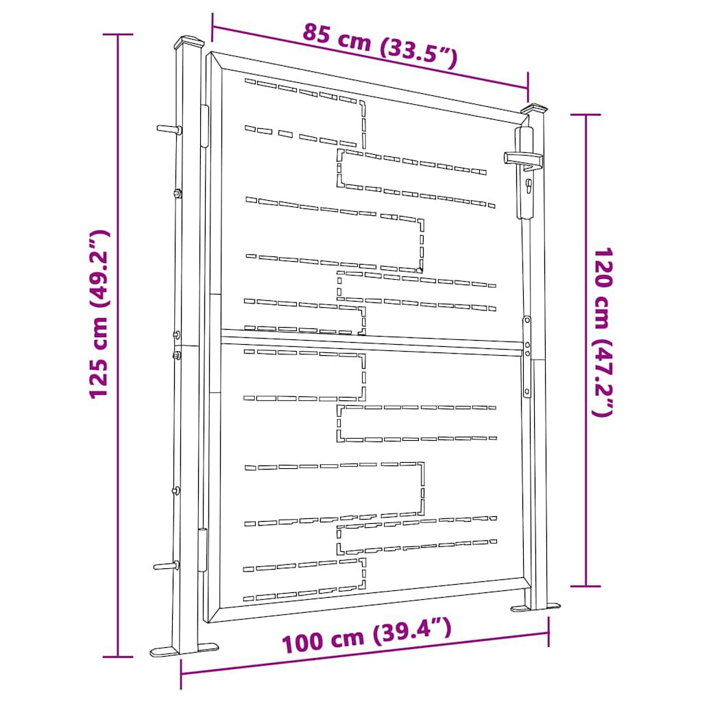vidaXL بوابة حديقة 100×125 سم فولاذ مقاوم للصدأ