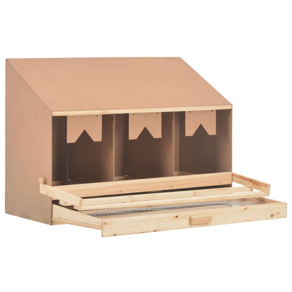 vidaXL عش دجاج 3 حجرات 93×40×65 سم خشب صنوبر صلب