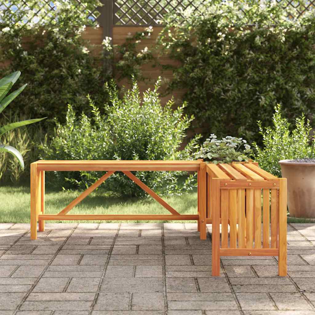 vidaXL مقعد زاوية حديقة مع حوض زرع 117×117×40 سم خشب سنط صلب