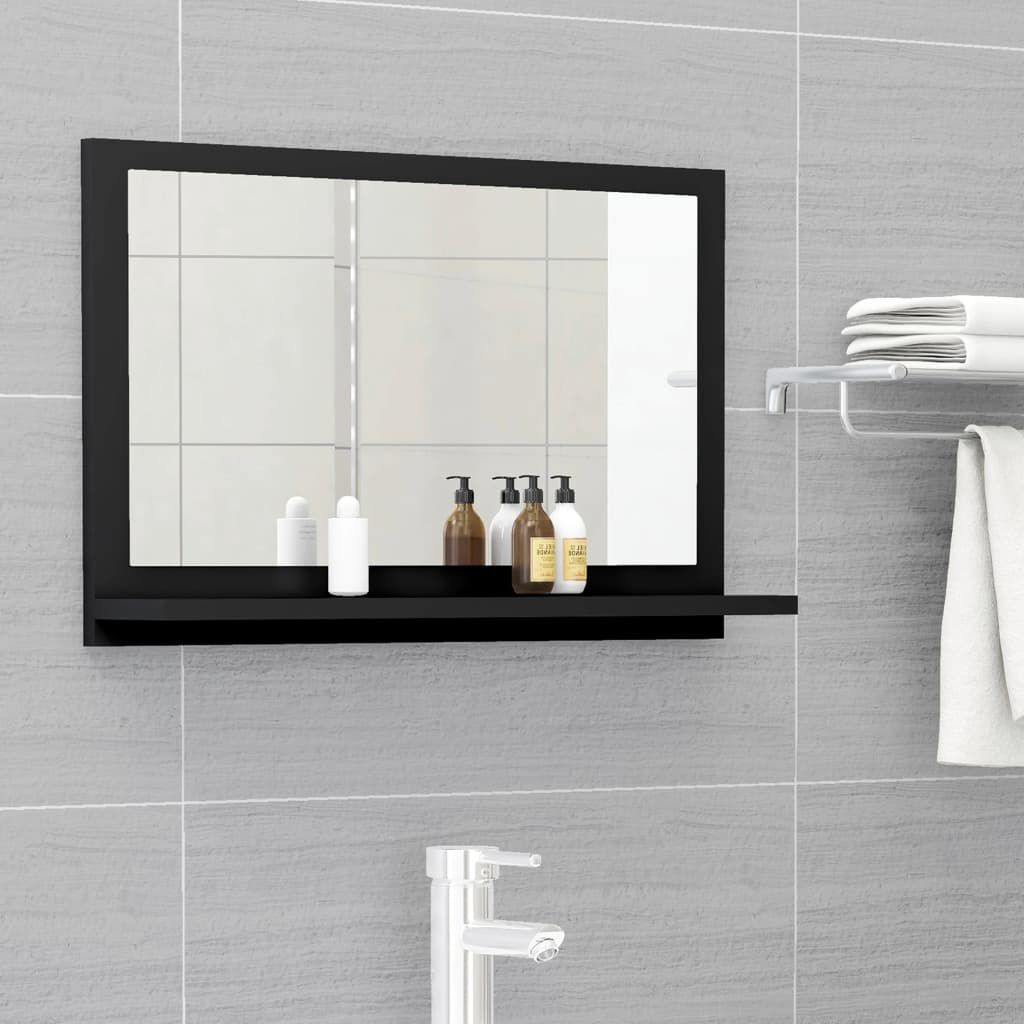 vidaXL مرآة حمام لون أسود 60×10.5×37 سم خشب صناعي
