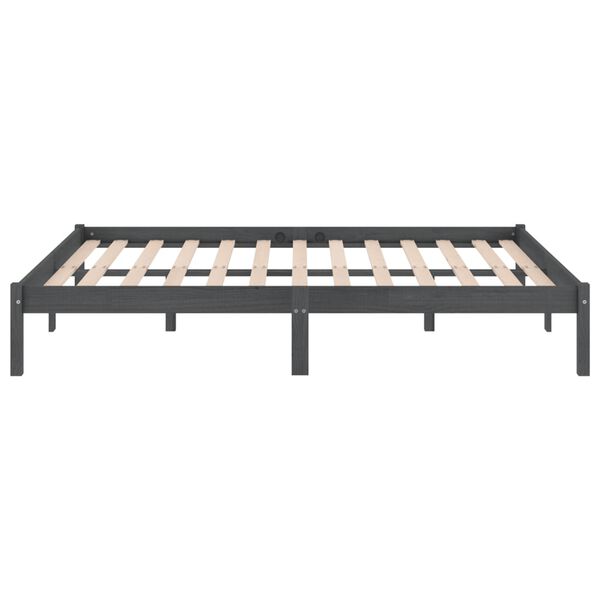 vidaXL إطار سرير دون مرتبة لون رمادي خشب صلب 200x160 سم