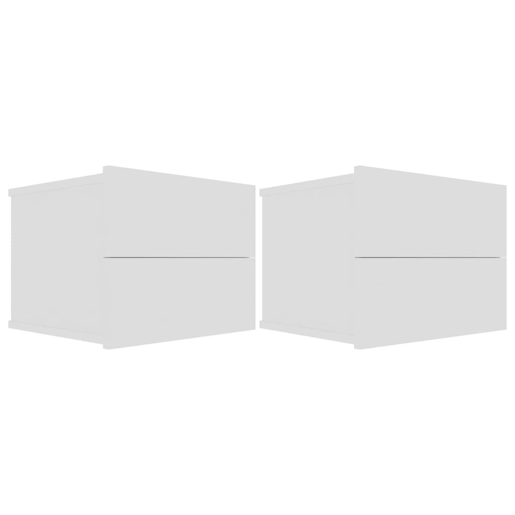 vidaXL خزانات جانب السرير 2ق لون أبيض 40×30×30 سم خشب صناعي