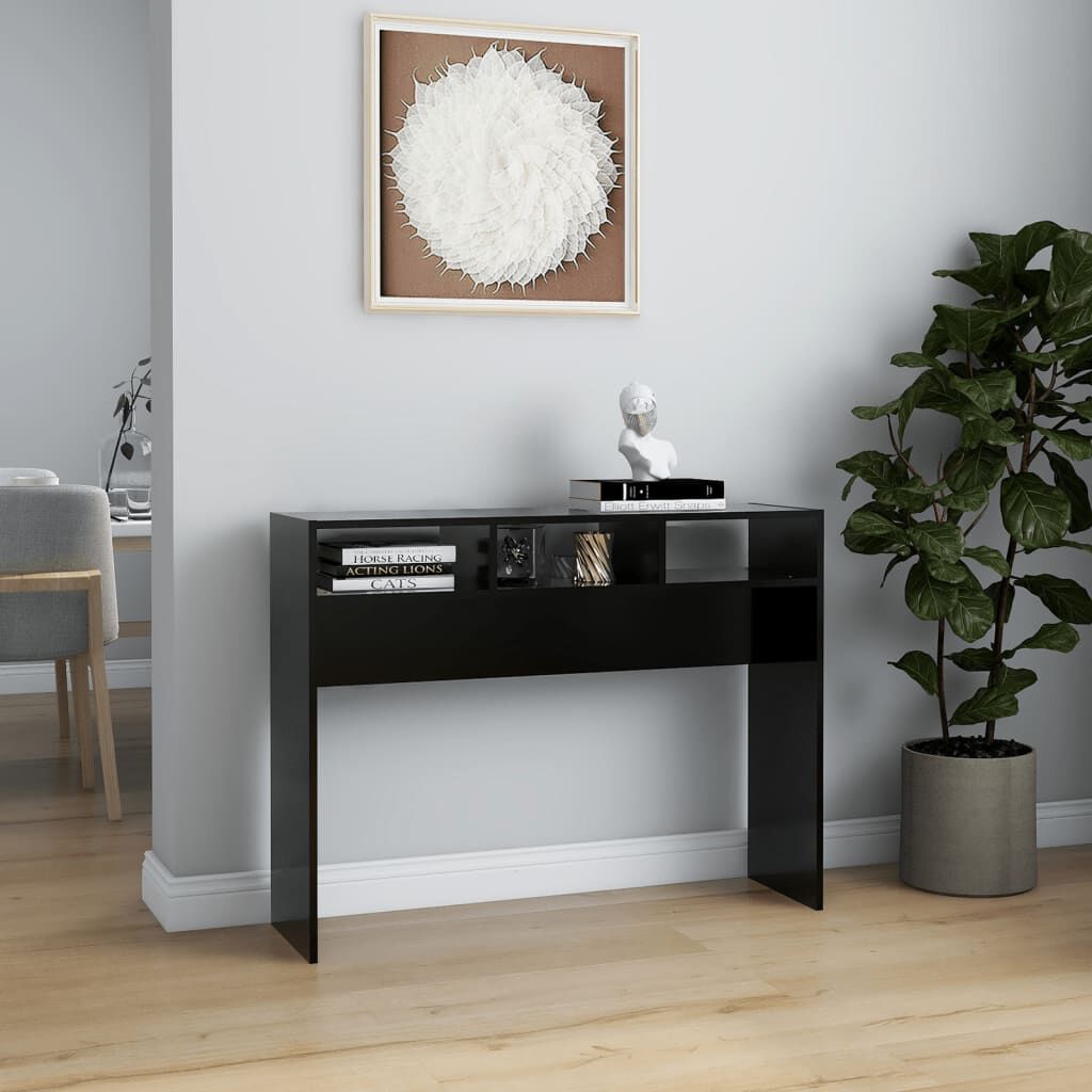 vidaXL طاولة كونسول أسود 105×30×80 سم خشب صناعي