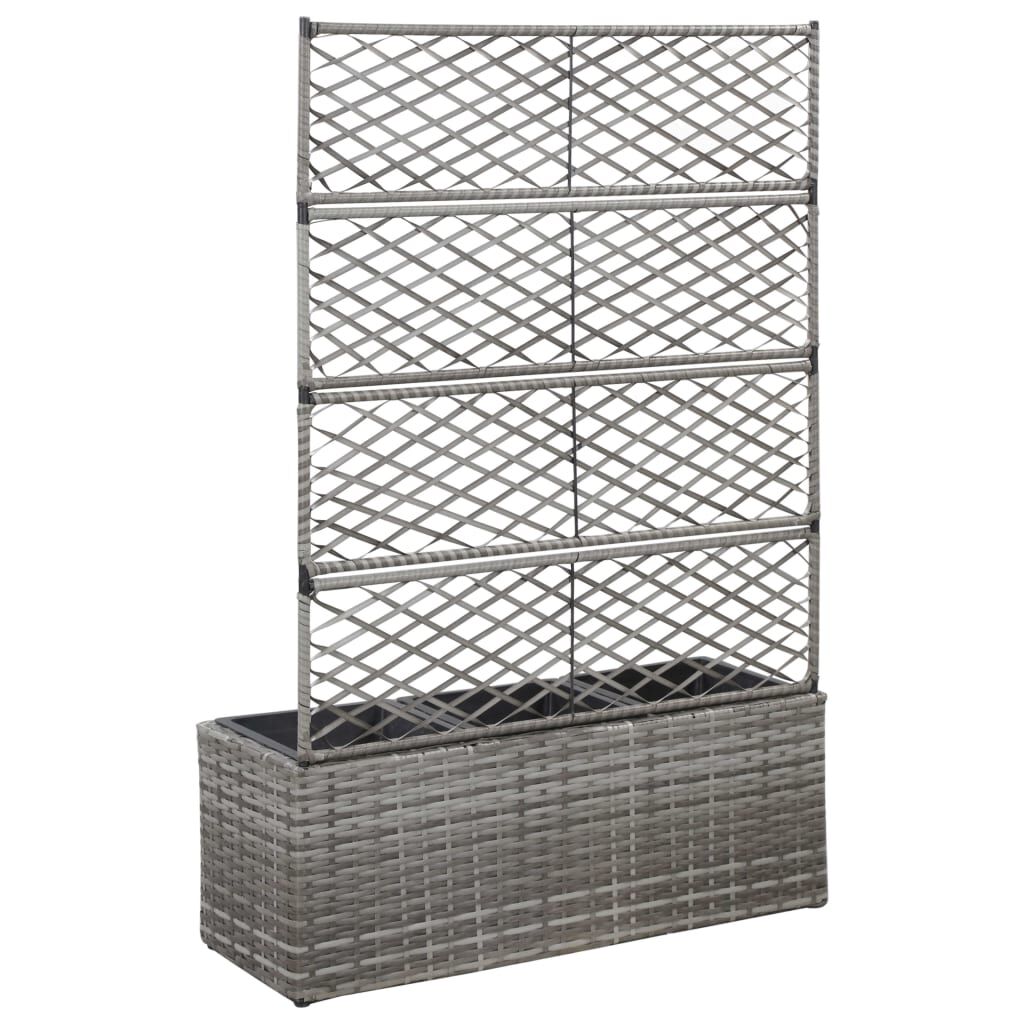 حوض تعريشة زراعي مرتفع مع 3 أصائص 130x30x83 سم بولي روطان رمادي