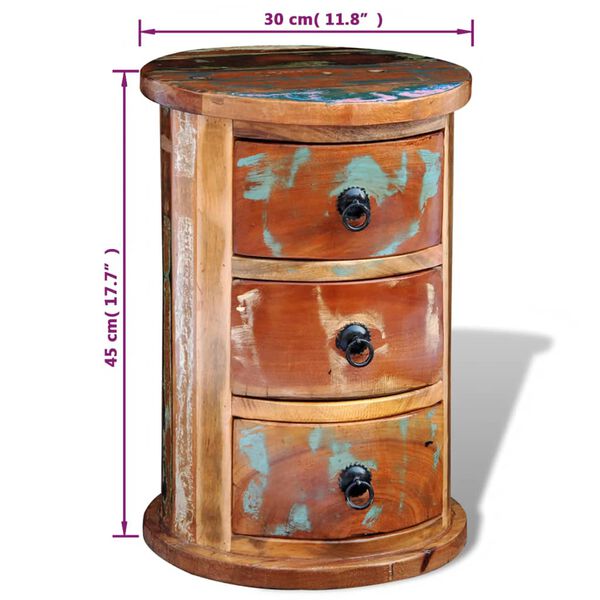 vidaXL خزانة مستصلحة مع ثلاثة أدراج خشب صلب