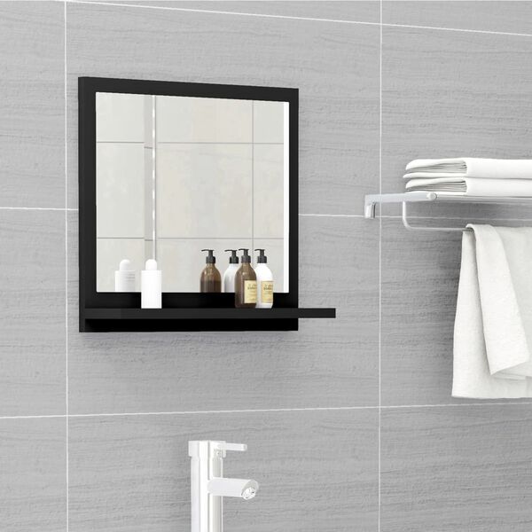 vidaXL مرآة حمام لون أسود 40×10.5×37 سم خشب صناعي