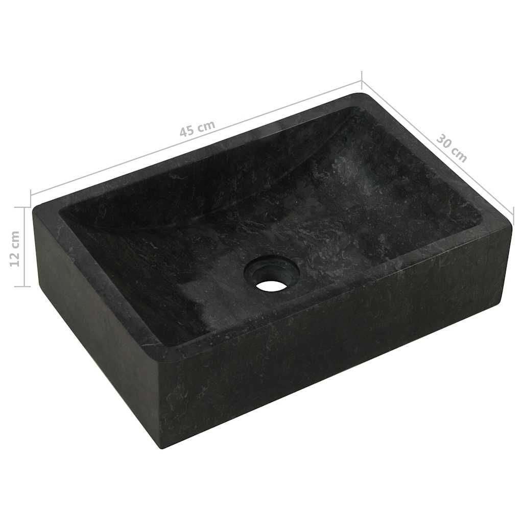 vidaXL حوض 45×30×12 سم رخام أسود