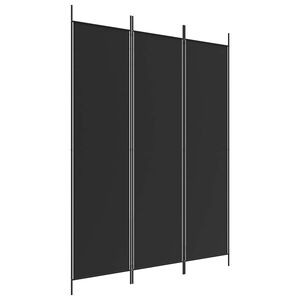 vidaXL مقسم غرفة 3-ألواح أسود 150&times;200 سم قماش