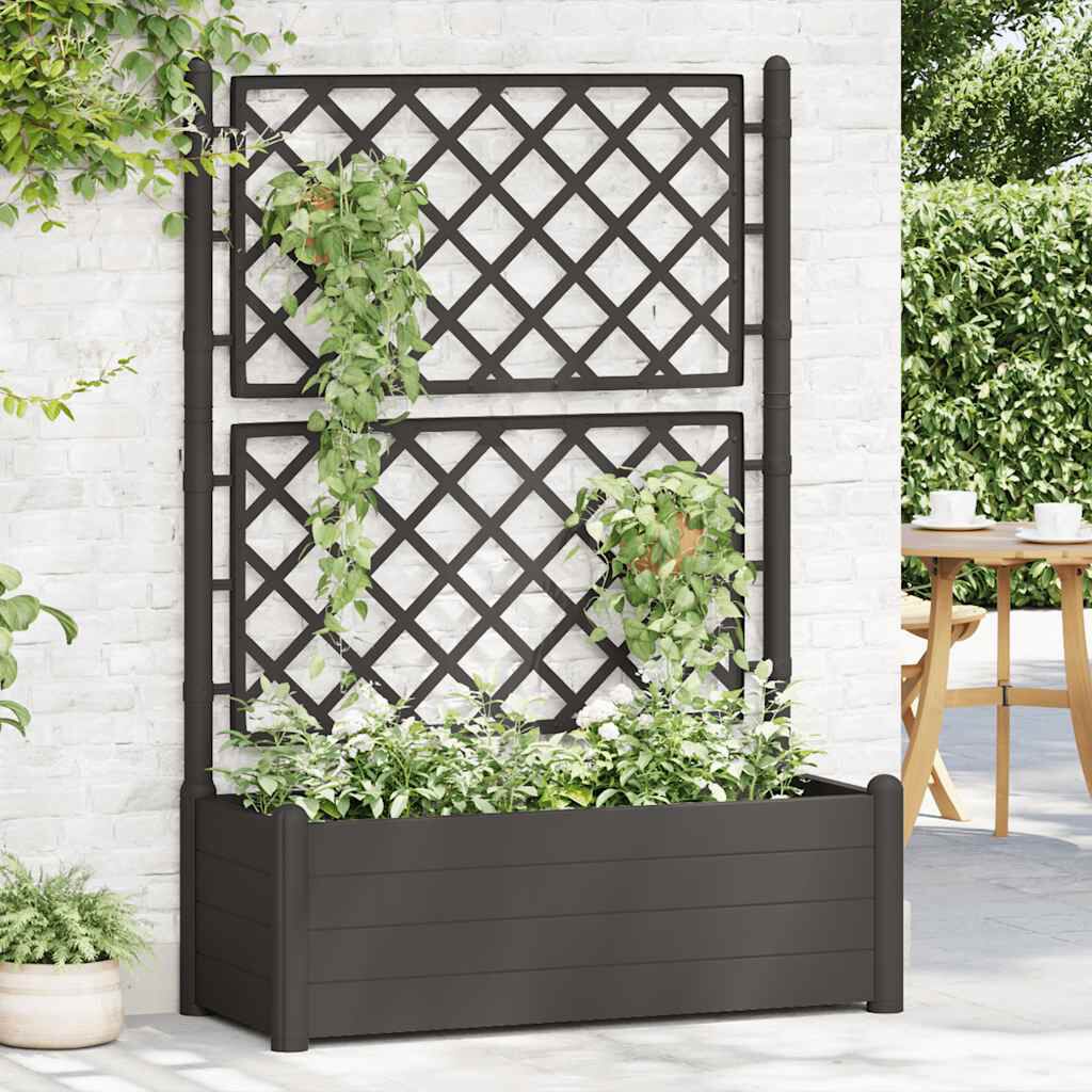 vidaXL حوض حديقة مع تعريشة 100×43×142 سم PP انتراسيت