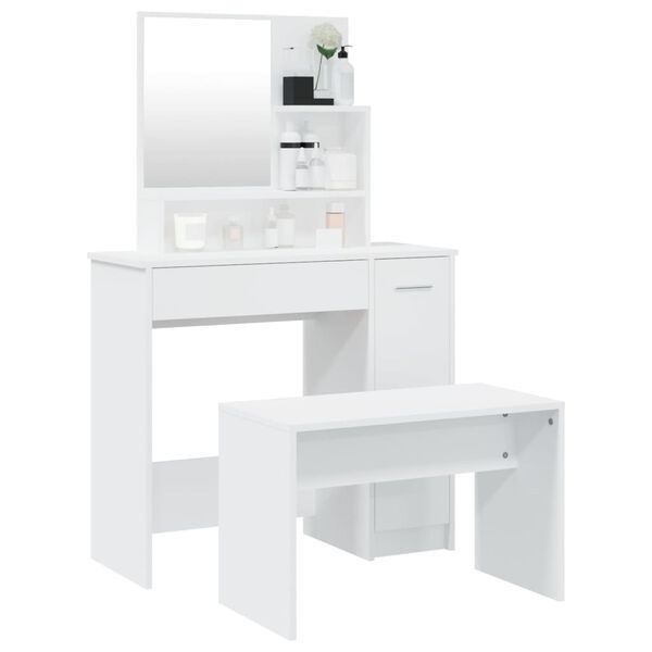 طقم طاولة تسريحة VidaXL أبيض 86.5x35x136 سم