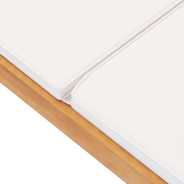 vidaXL كرسي تشمّس مع وسادة خشب ساج صلب كريمي