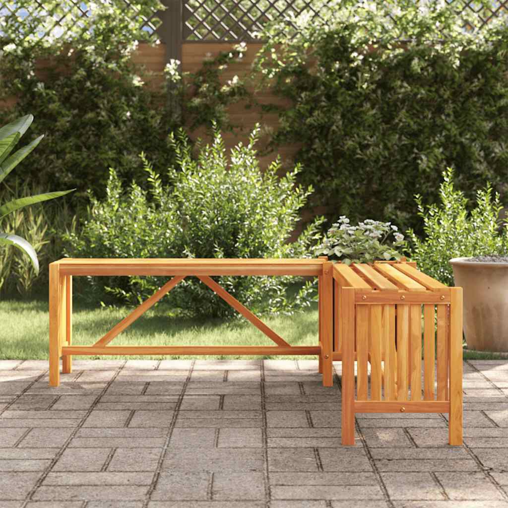 vidaXL مقعد زاوية حديقة مع حوض زرع 117×117×40 سم خشب سنط صلب