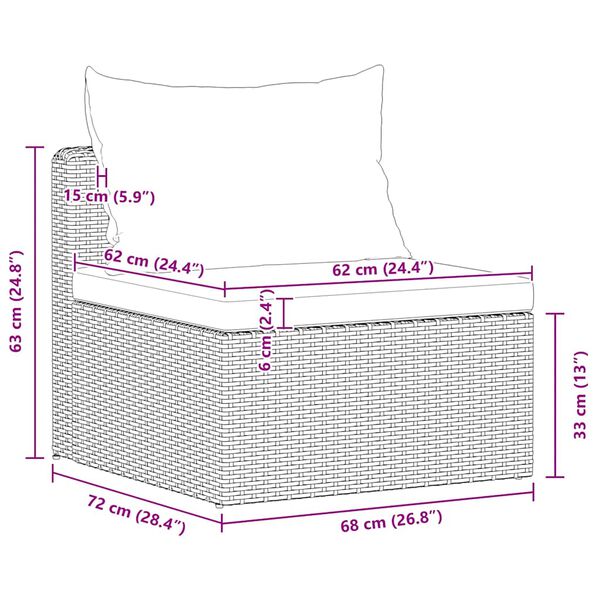 vidaXL طقم 3 قطع أريكة حديقة مع وسائد رمادي بولي روطان