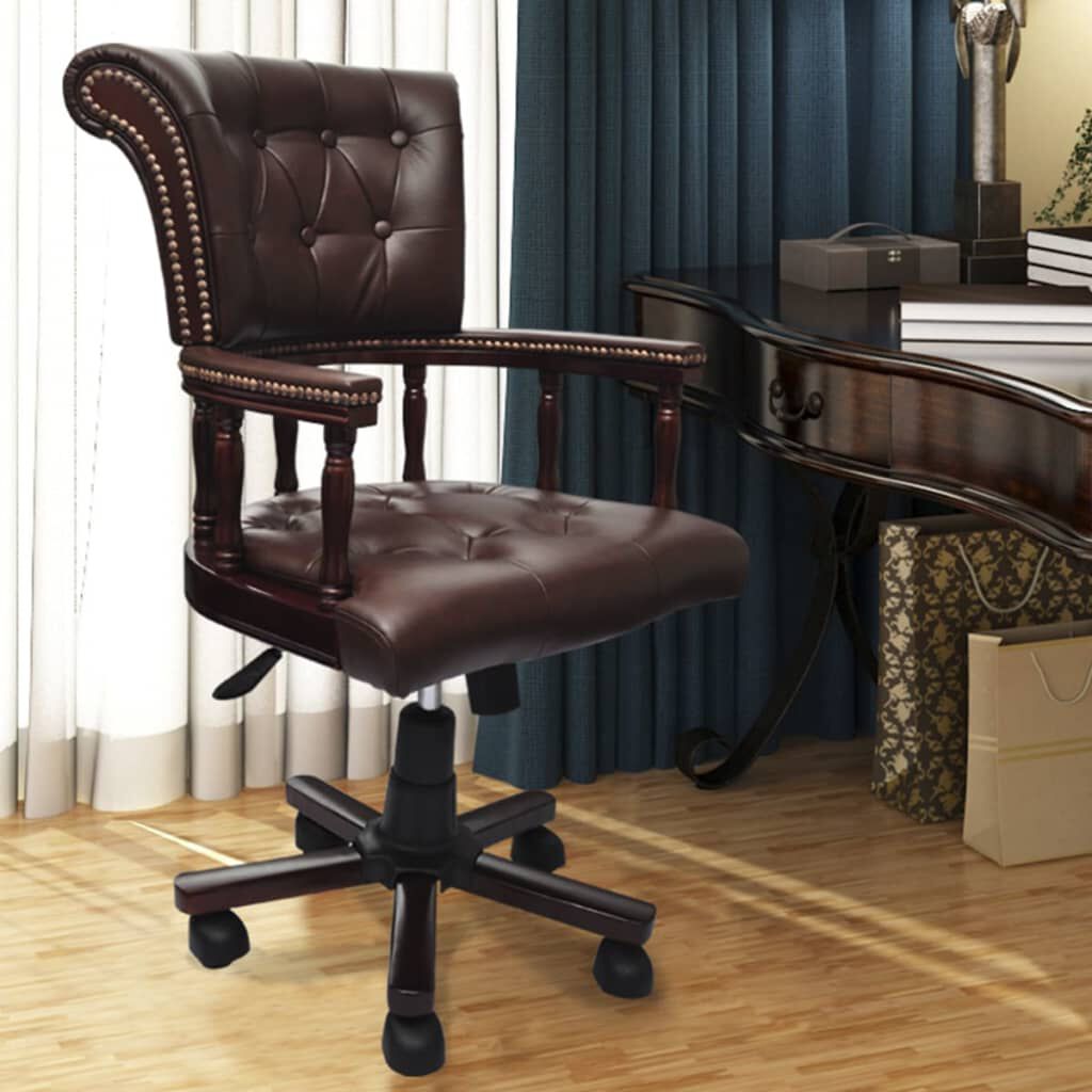 vidaXL كرسي مكتب دوار بني 62×50×(96-104) سم